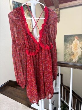 Free People Red Floral Mini Dress